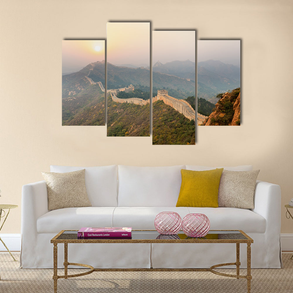 The beautiful great wall winding in ridge at sunrise multi panel canvas wall art