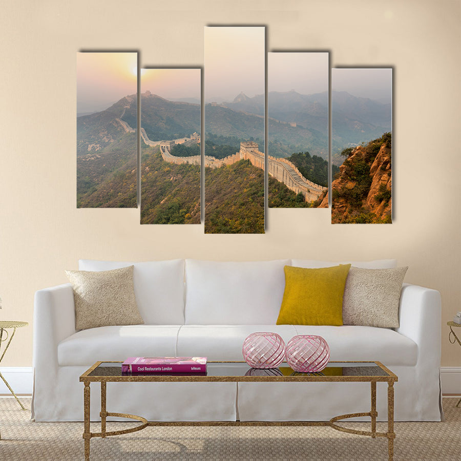 The beautiful great wall winding in ridge at sunrise multi panel canvas wall art