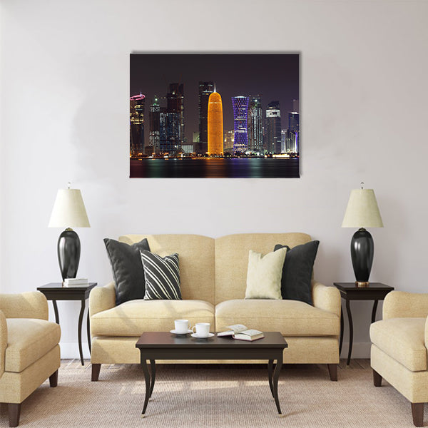 Doha skyline at night, Qatar, Middle East Multi panel canvas wall art