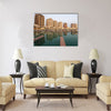 Residential buildings and empty Marina Multi panel canvas wall art