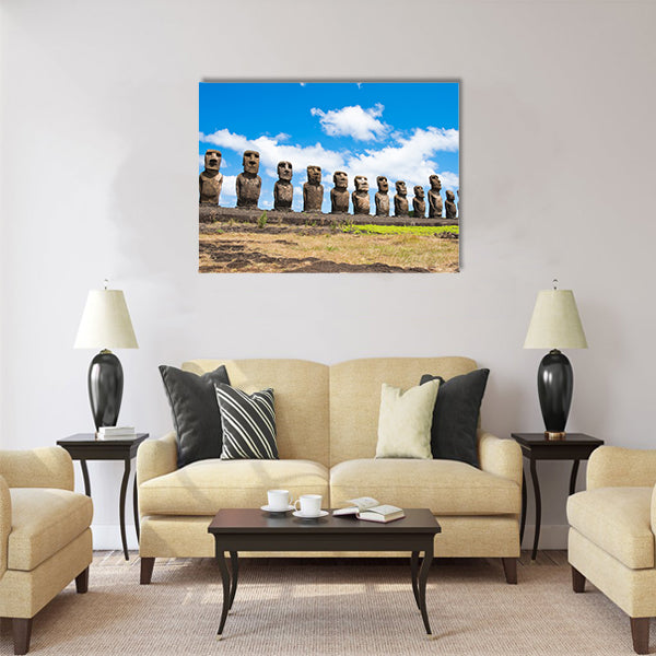 Moais in Ahu Tongariki, Easter island (Chile) Multi panel canvas wall art