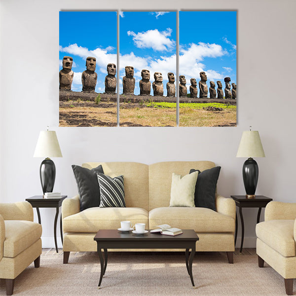 Moais in Ahu Tongariki, Easter island (Chile) Multi panel canvas wall art