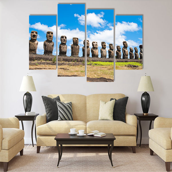 Moais in Ahu Tongariki, Easter island (Chile) Multi panel canvas wall art