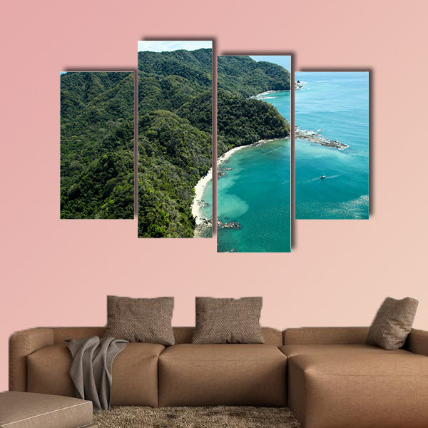 Lush jungle covered mountains stretch out multi panel canvas wall art