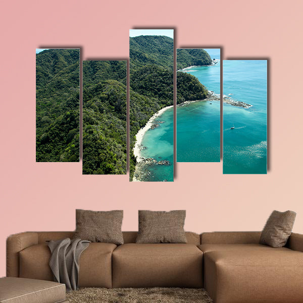 Lush jungle covered mountains stretch out multi panel canvas wall art
