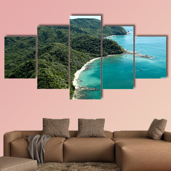 Lush jungle covered mountains stretch out multi panel canvas wall art