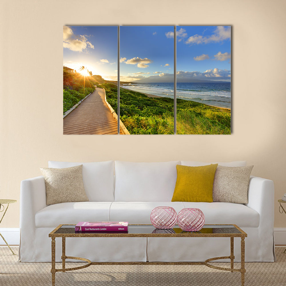 Tropical path near the ocean Maui Hawaii Multi panel canvas wall art