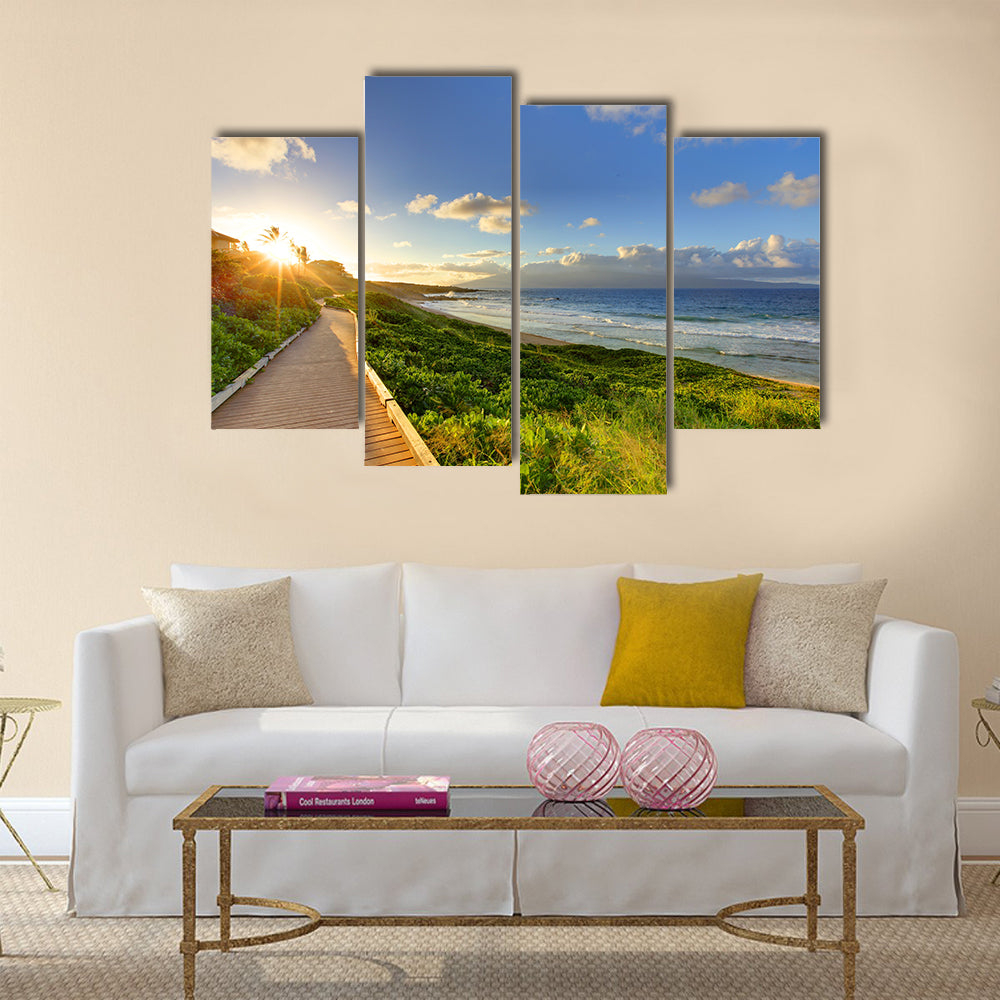 Tropical path near the ocean Maui Hawaii Multi panel canvas wall art