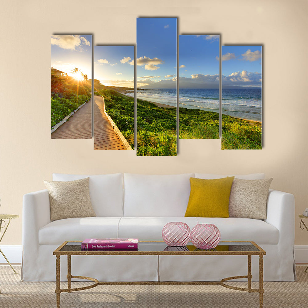 Tropical path near the ocean Maui Hawaii Multi panel canvas wall art