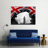 Big Ben with flag of UK Multi panel canvas wall art