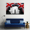 Big Ben with flag of UK Multi panel canvas wall art