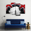 Big Ben with flag of UK Multi panel canvas wall art