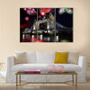 Tower bridge with firework, celebration of the New Year in London, UK Multi panel canvas wall art