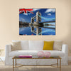 London Tower Bridge with colorful flag of England Multi panel canvas wall art