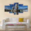 London Tower Bridge with colorful flag of England Multi panel canvas wall art