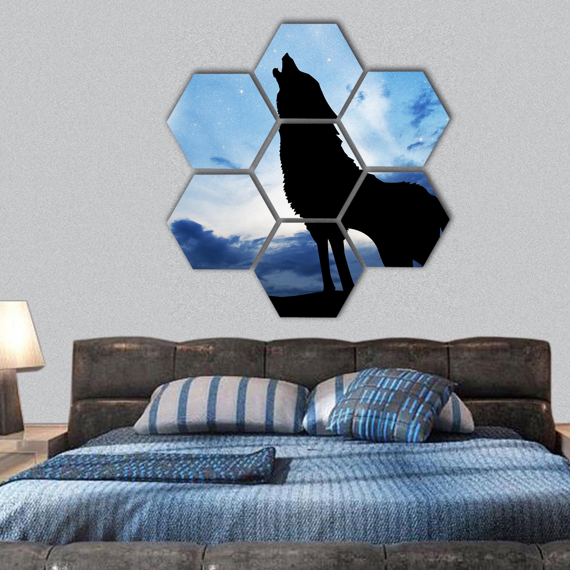Clear sky at background hexagonal canvas wall art
