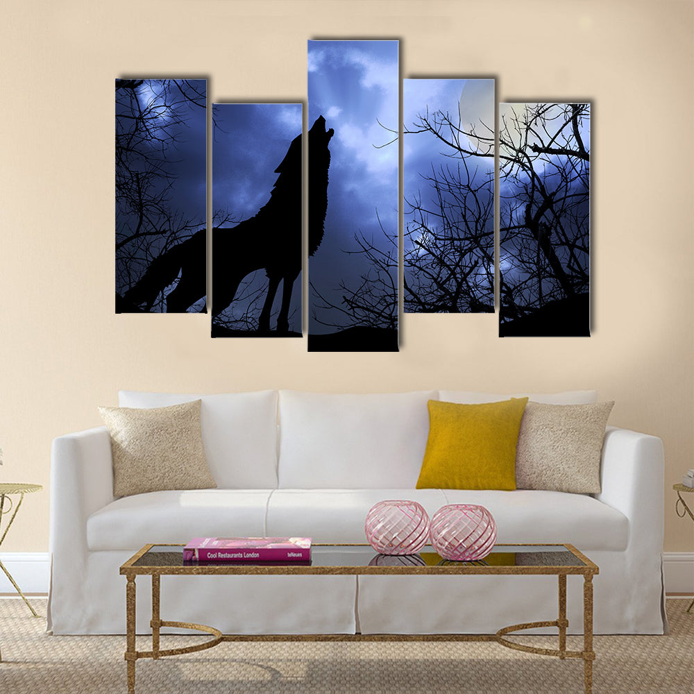 Beautiful Wolf Background Multi Panel Canvas Wall Art