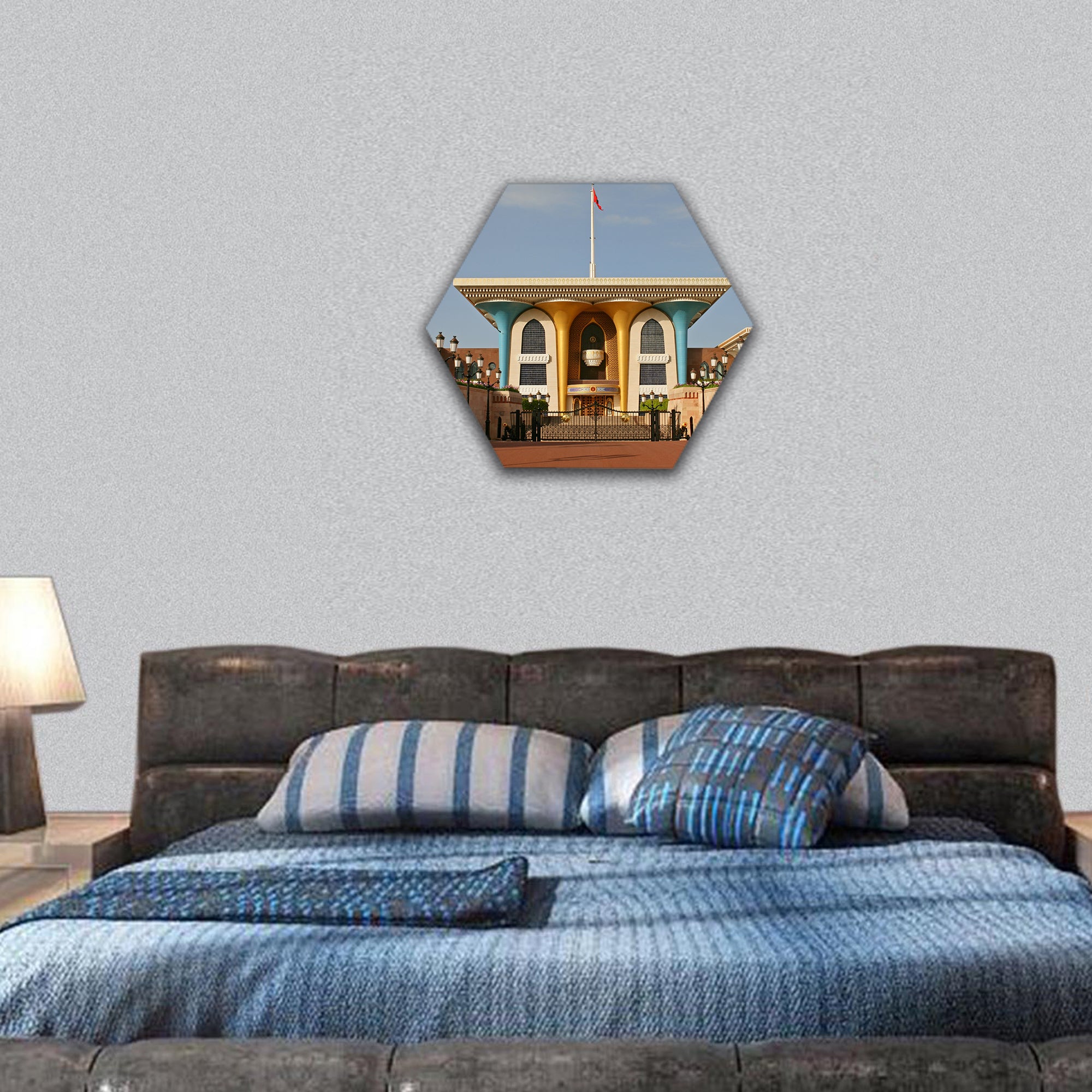 Sultanate of Oman, Palace of sultan Al Qaboos in Muscat hexagonal canvas wall art