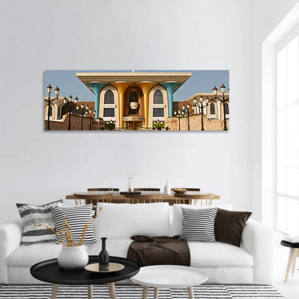 Sultanate of Oman, Palace of sultan Al Qaboos in Muscat panoramic canvas wall art