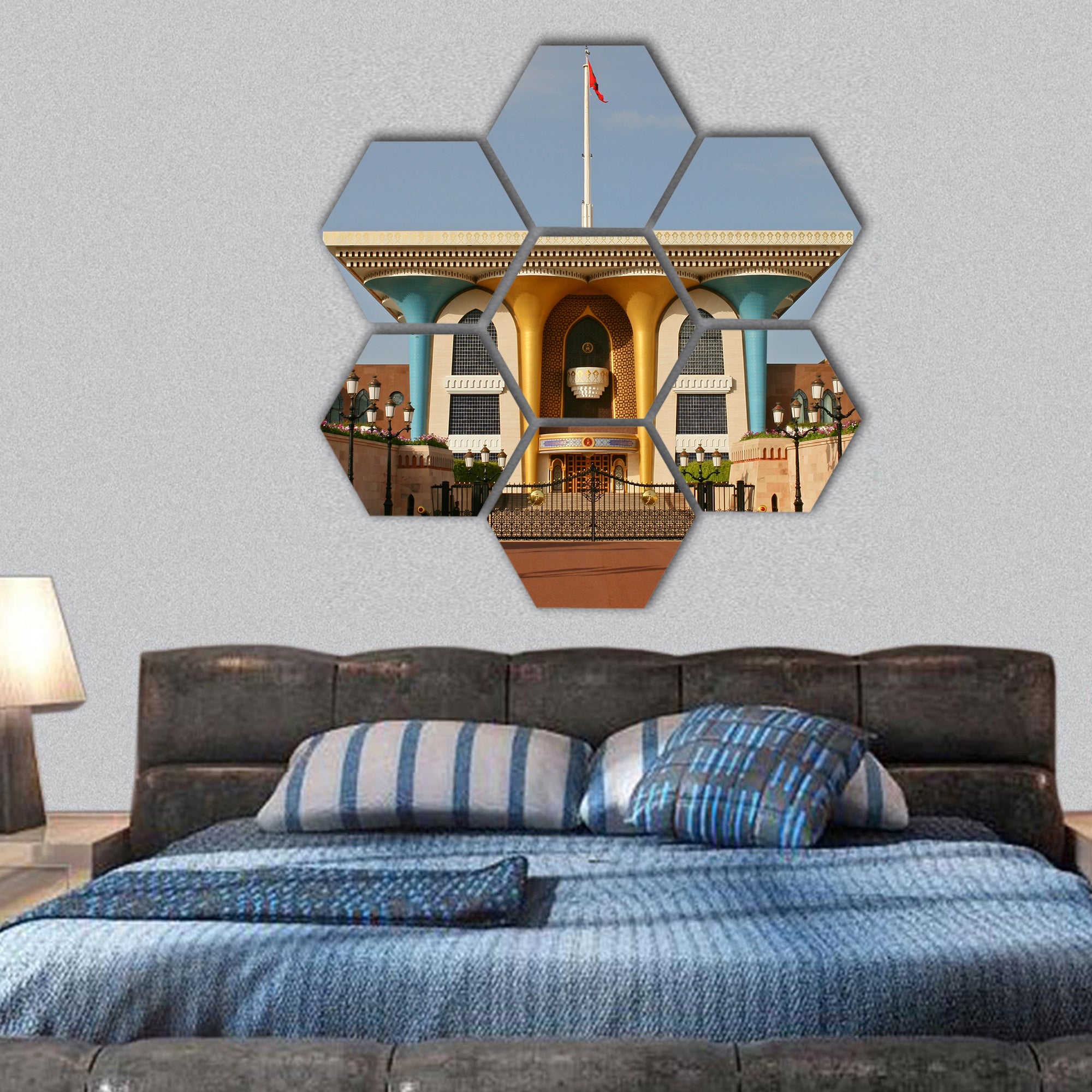 Sultanate of Oman, Palace of sultan Al Qaboos in Muscat hexagonal canvas wall art