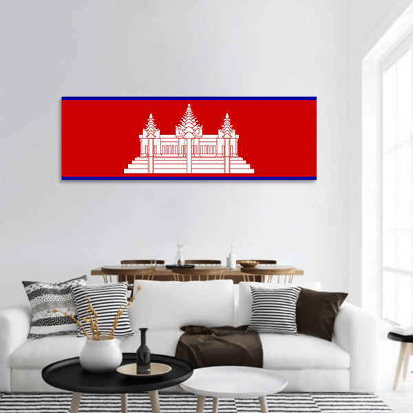 Cambodia Flag panoramic canvas wall art
