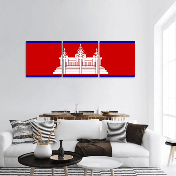 Cambodia Flag panoramic canvas wall art