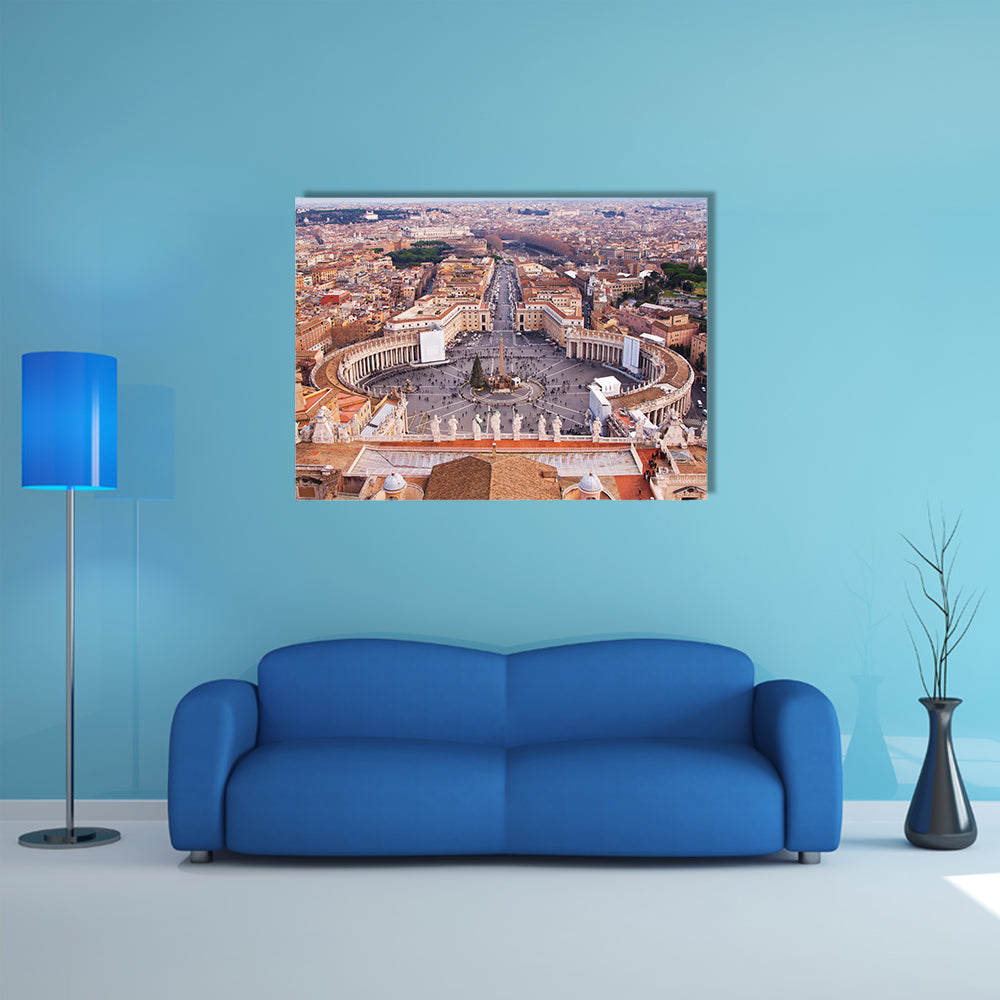 The Famous Saint Peter's Square in Vatican and aerial view of the city Multi Panel canvas wall art