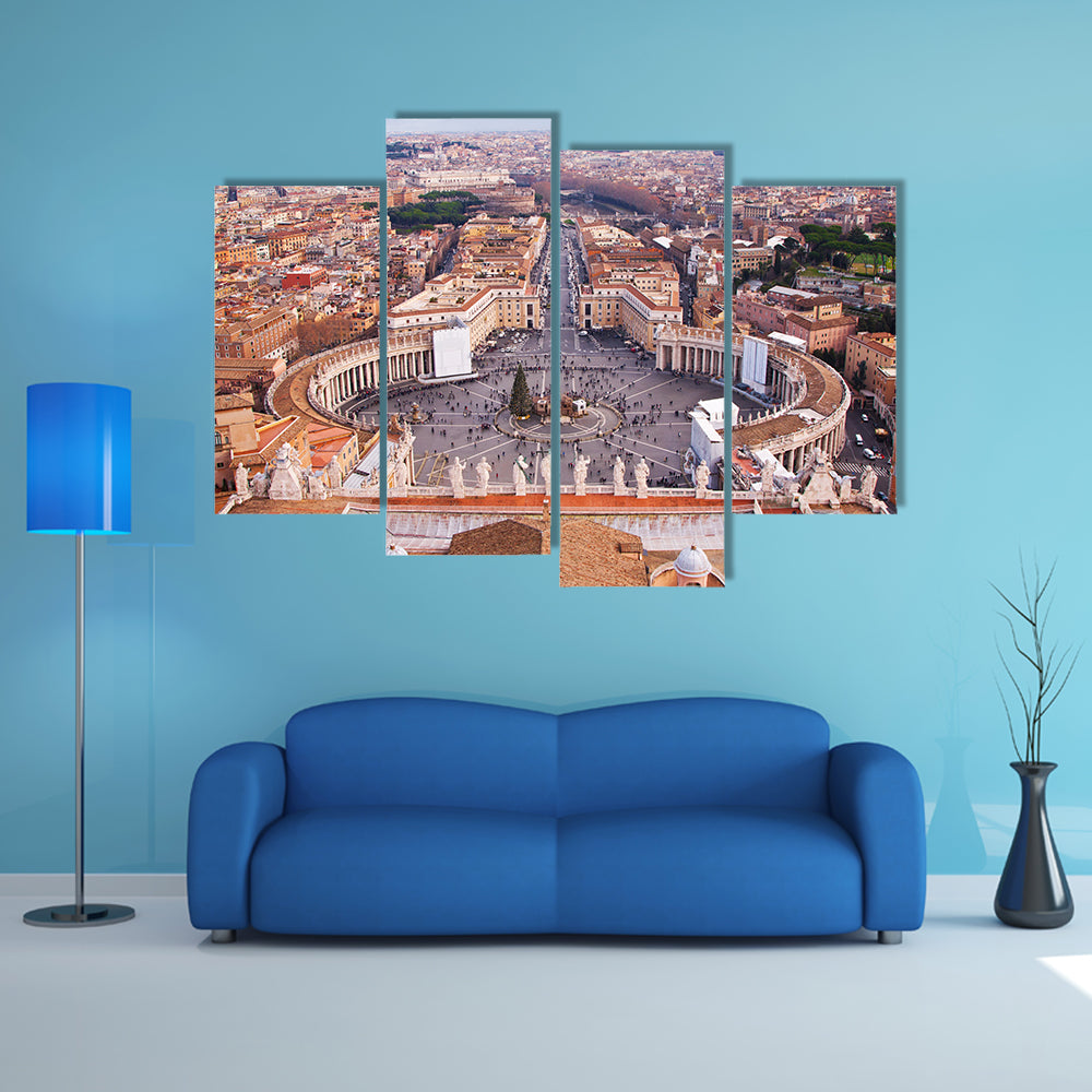 The Famous Saint Peter's Square in Vatican and aerial view of the city Multi Panel canvas wall art