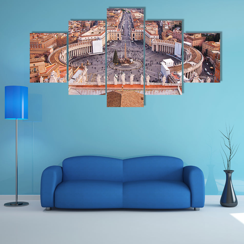 The Famous Saint Peter's Square in Vatican and aerial view of the city Multi Panel canvas wall art