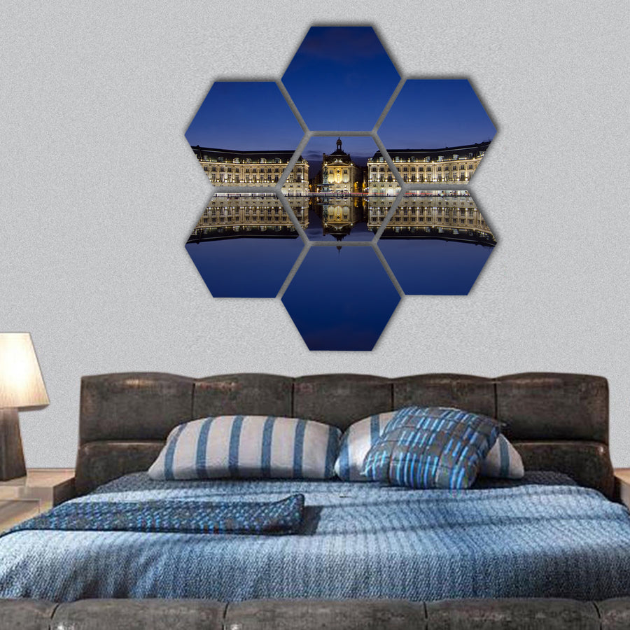 Bordeaux, reflections at the stock place hexagonal canvas wall art
