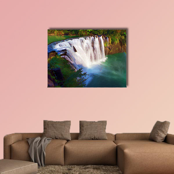 Painting style of Shifen waterfall  Township  multi panel canvas wall art