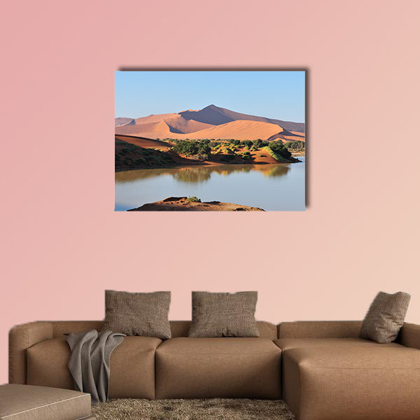 A flooded Sossusvlei in the Namib Desert Multi panel canvas wall art