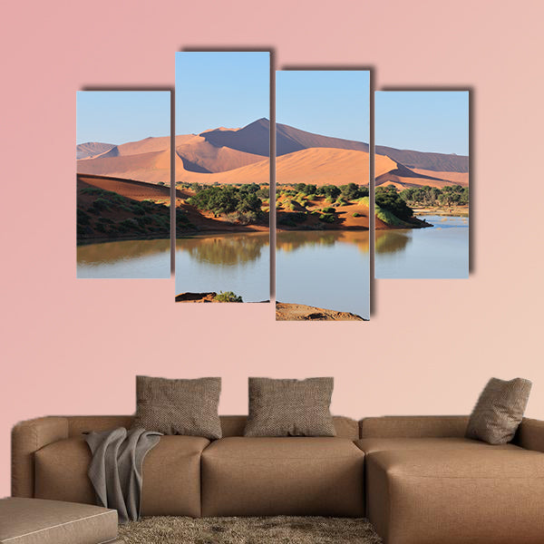 A flooded Sossusvlei in the Namib Desert Multi panel canvas wall art