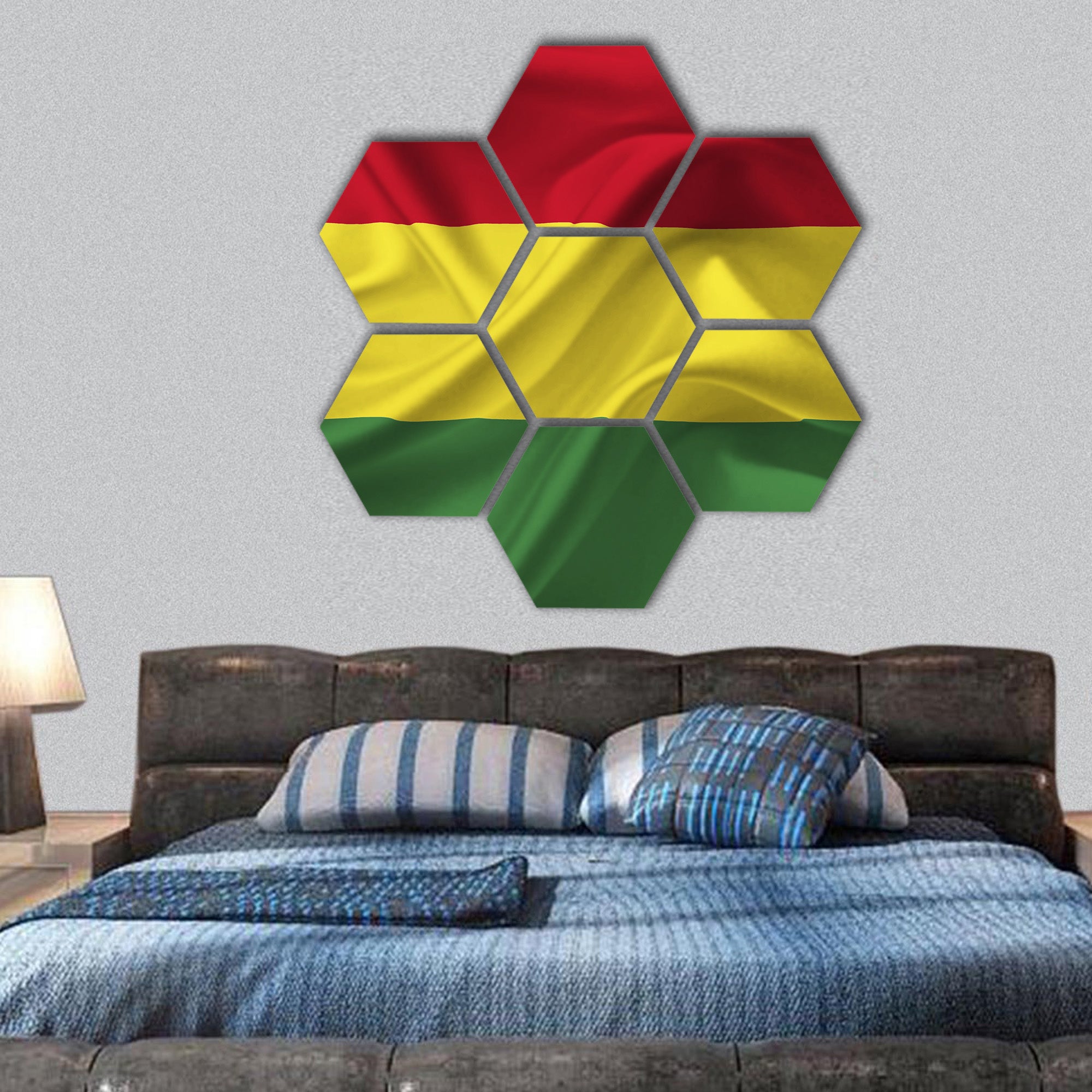 Bolivia waving flag hexagonal canvas wall art