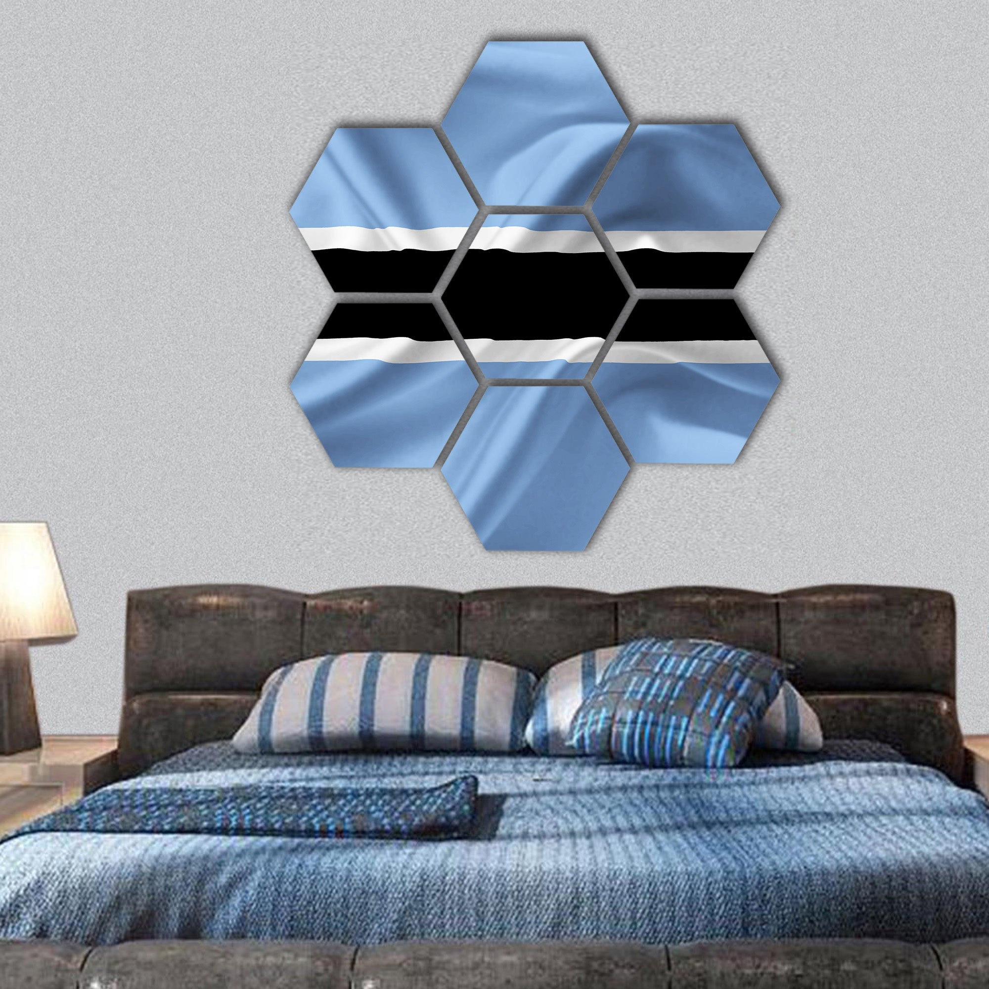Botswana waving flag hexagonal canvas wall art