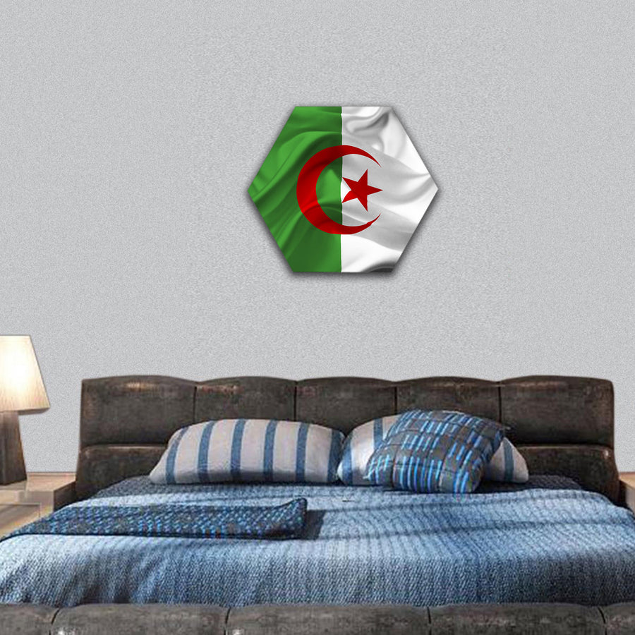 Algeria waving flag hexagonal canvas wall art