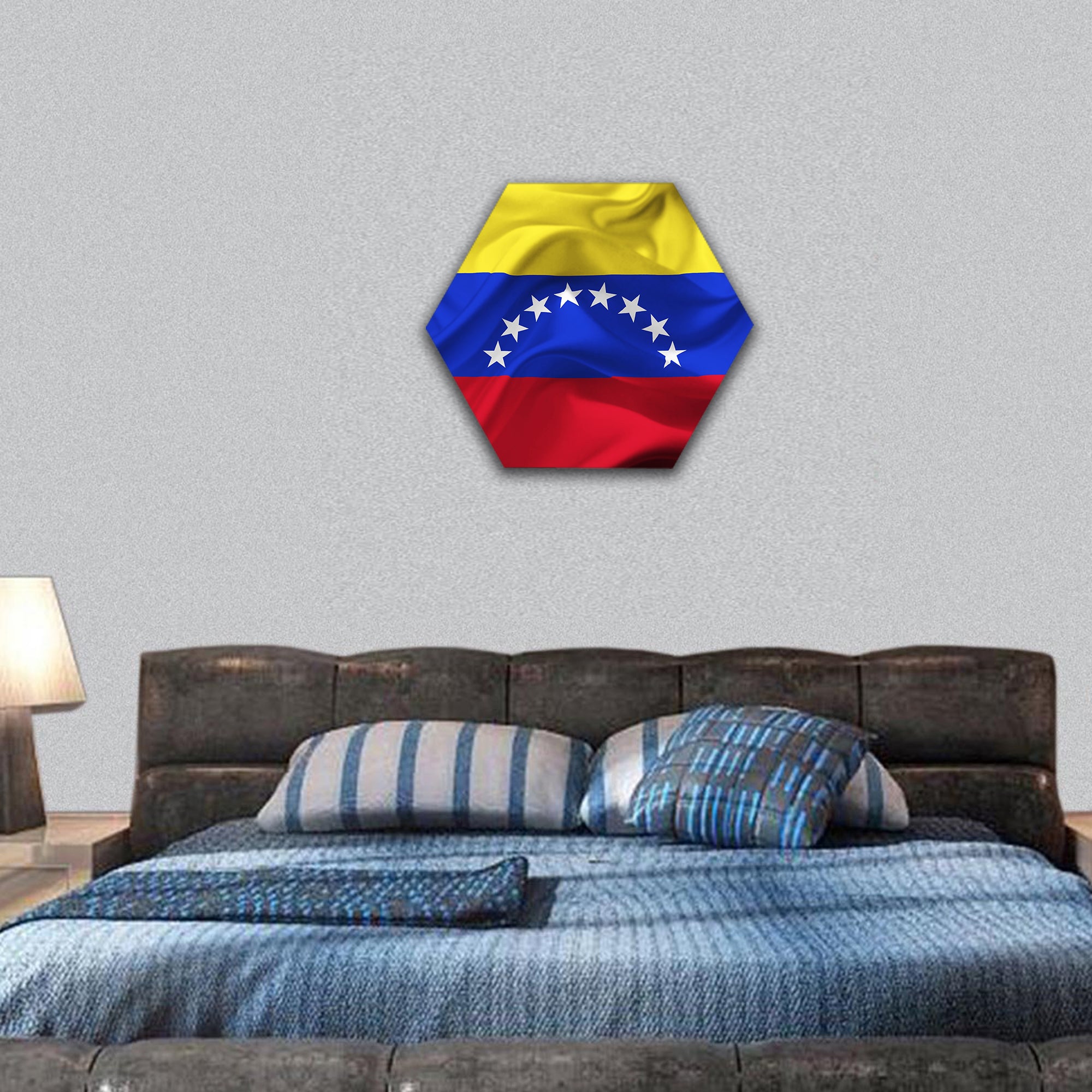 Venezuela waving flag hexagonal canvas wall art