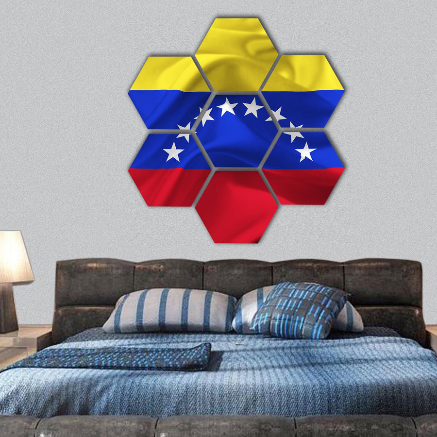 Venezuela waving flag hexagonal canvas wall art