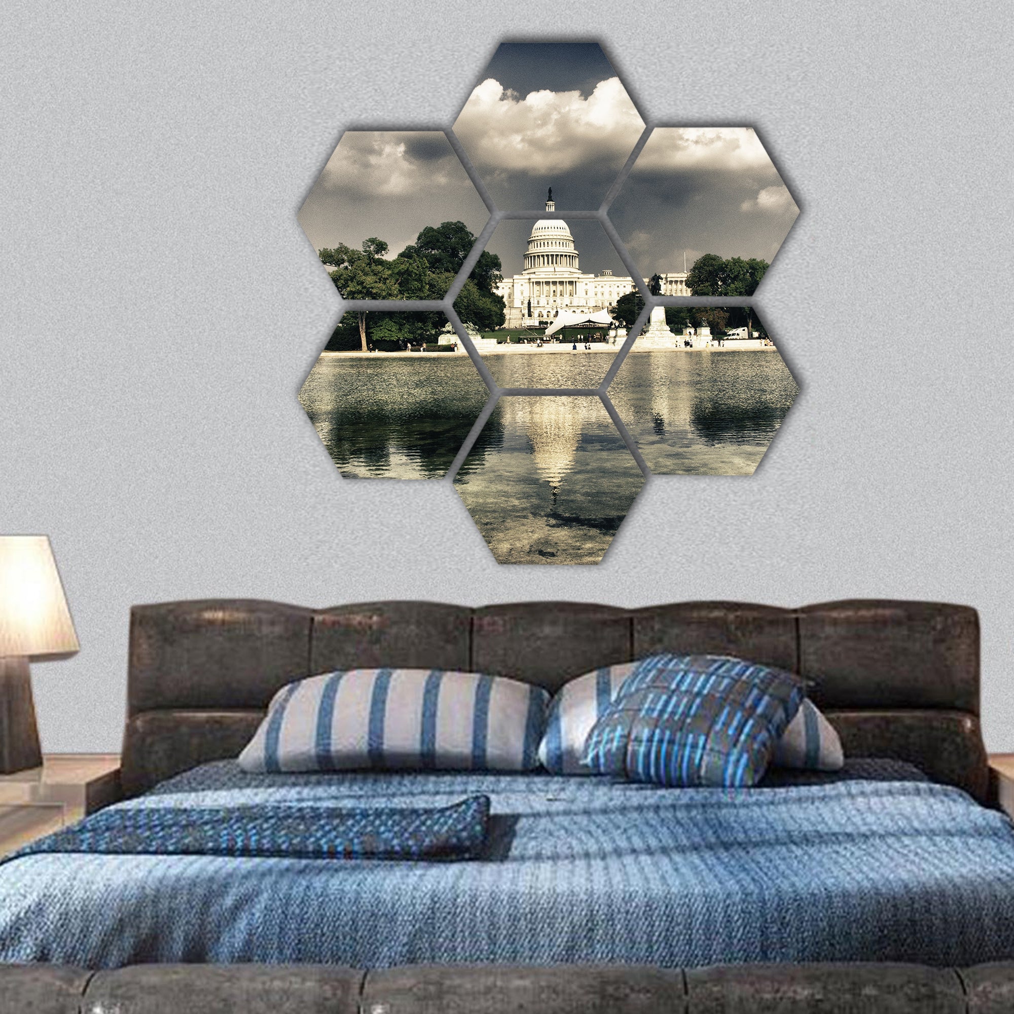 The Capitol in Washington, DC hexagonal canvas wall art