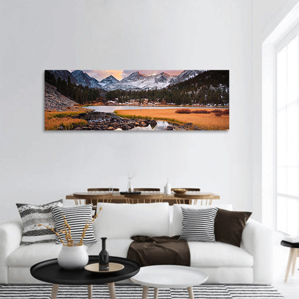 Amazing Landscape, Beautiful Mountain Sunset panoramic canvas wall art