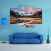 Amazing Landscape, Beautiful Mountain Sunset Multi Panel Canvas Wall Art