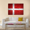 An image of the Denmark flag painted on a brick wall Multi Panel Canvas Wall Art