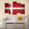 An image of the Denmark flag painted on a brick wall Multi Panel Canvas Wall Art