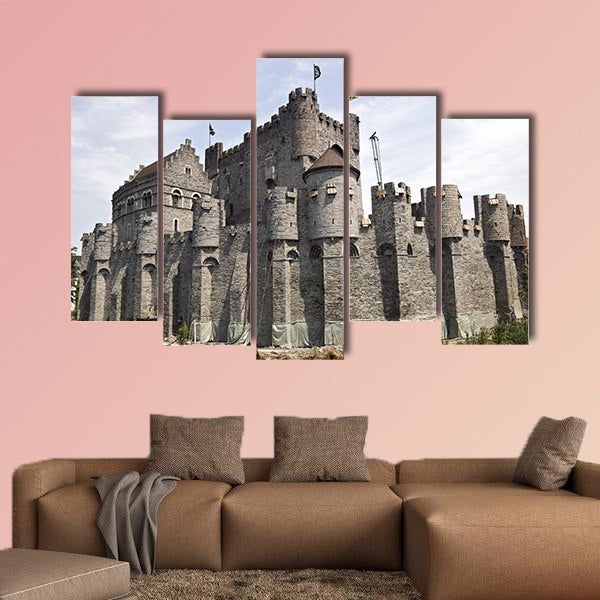 Old fortress in the ancient city of Ghent, Belgium multi panel canvas wall art