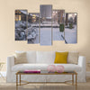 This is a big blizzard in Bryant Park New York at night. Multi panel canvas wall art