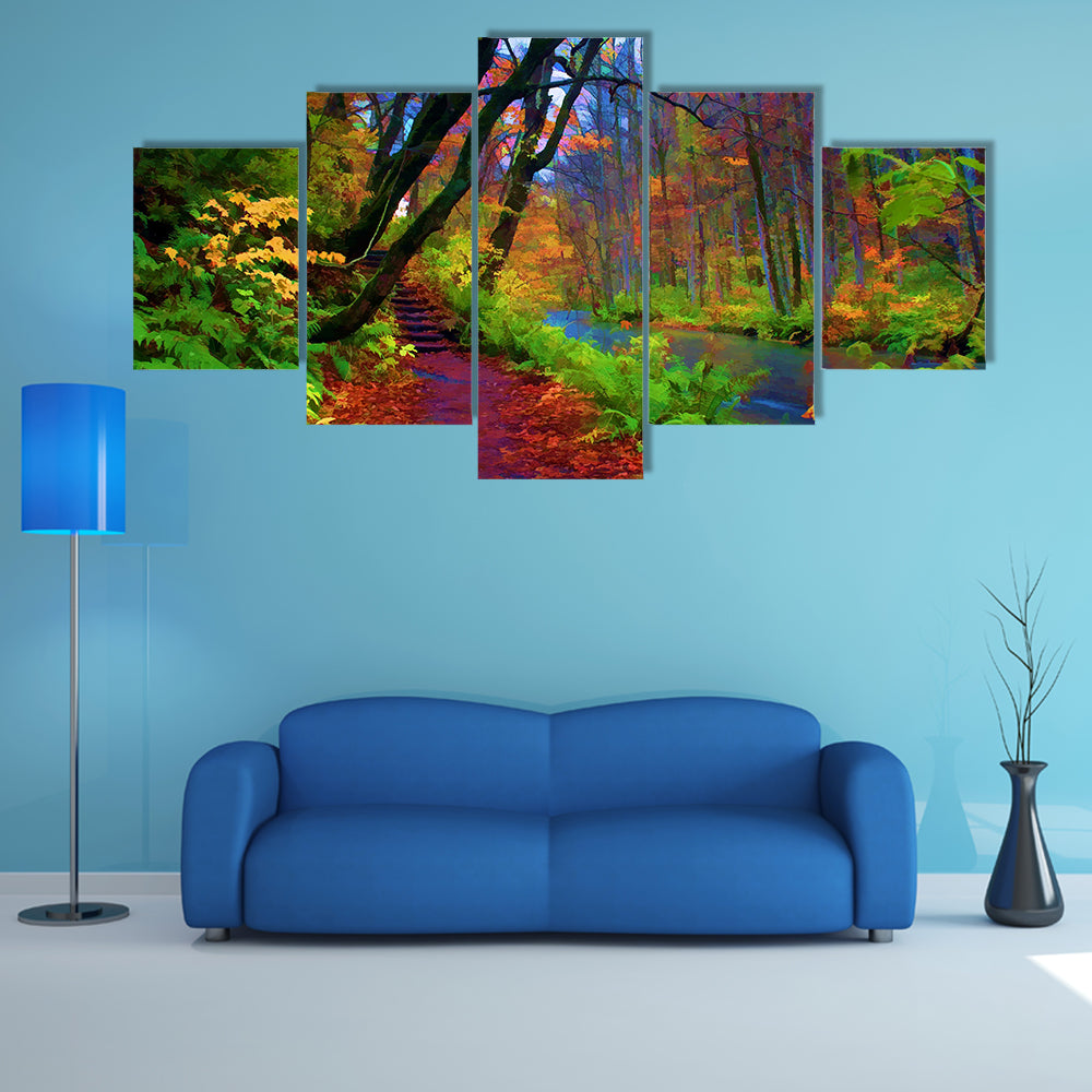 Autumn Colors of Oirase River, located at Aomori Prefecture Japan multi panel canvas wall art