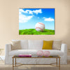 Base ball in green grass field with blue sky background Multi panel canvas wall art