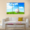 Base ball in green grass field with blue sky background Multi panel canvas wall art