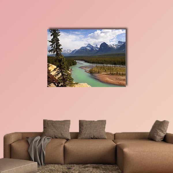 The river flowing at the foot of the Canadian Rockies Multi panel canvas wall art