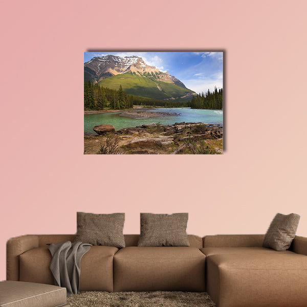 The river flowing at the foot of the Canadian Rockies Multi panel canvas wall art